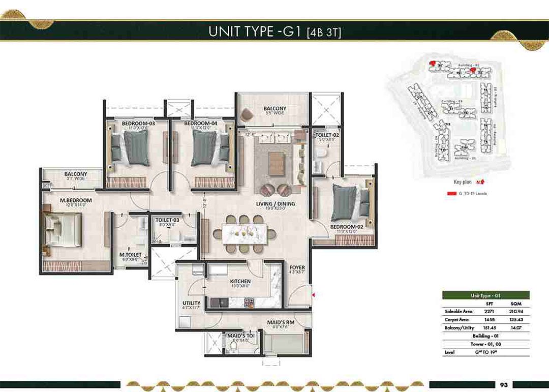 Prestige Evergreen 4 BHK Floorplan